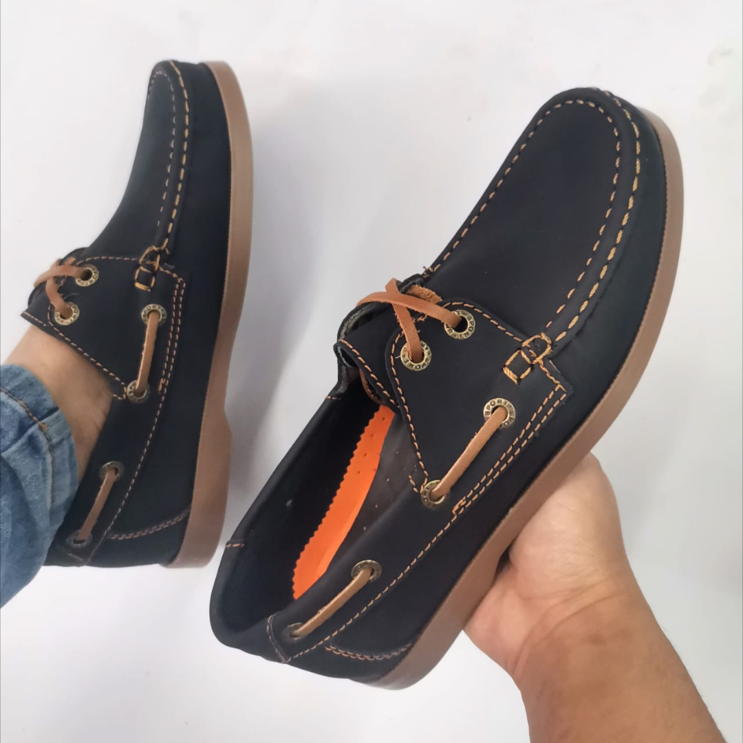 Mocasines BSC – 222 NEGRO CON SUELA ROJO, BLANCO Y MIEL