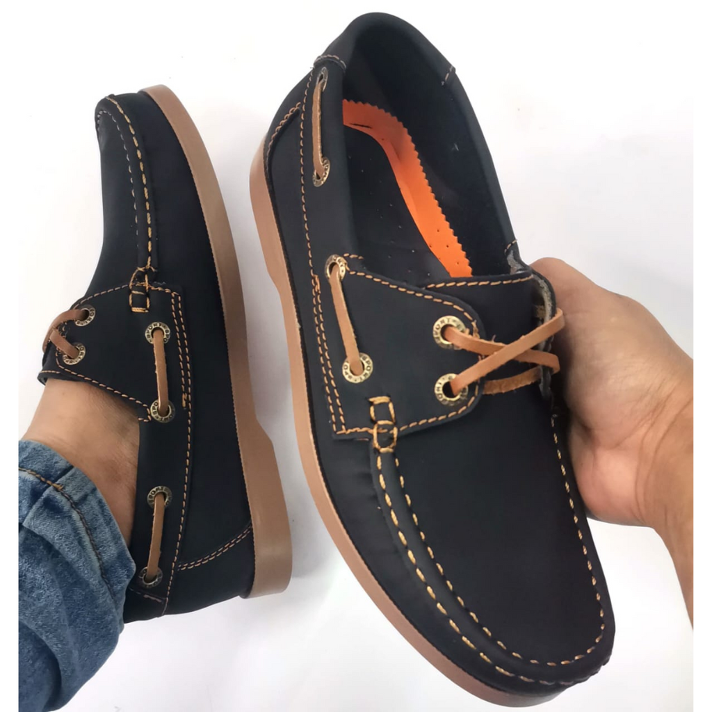 Mocasines BSC – 222 NEGRO CON SUELA ROJO, BLANCO Y MIEL